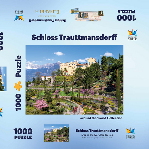 Schloss Trauttmansdorff in Meran, Südtirol, Italien 1000 Puzzle Schachtel 3D Modell