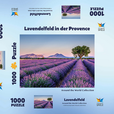 Lavendelfeld in der Provence, Frankreich 1000 Puzzle Schachtel 3D Modell