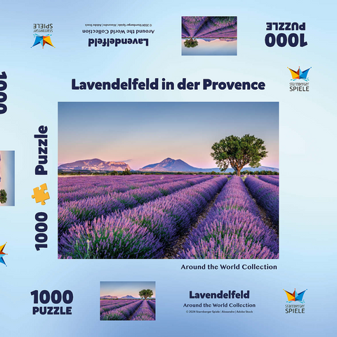 Lavendelfeld in der Provence, Frankreich 1000 Puzzle Schachtel 3D Modell