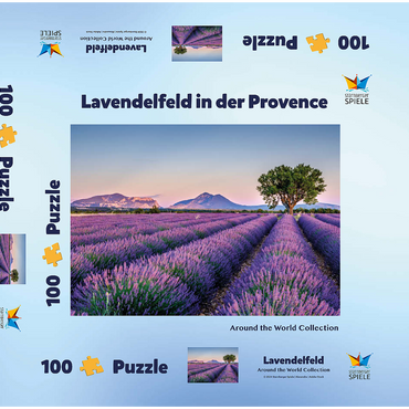 Lavendelfeld in der Provence, Frankreich 100 Puzzle Schachtel 3D Modell