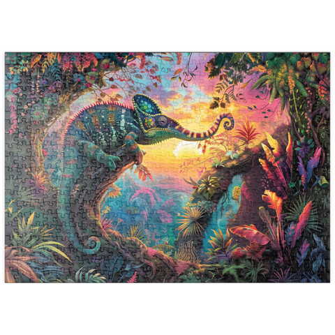 puzzleplate Das elefantastische Chamäleon  - Fantasie-Tier im farbenprächtigen Dschungel 500 Puzzle