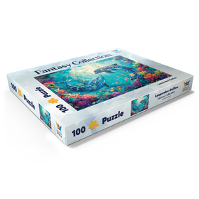 Darstellung des Puzzle Motivs Leoparden-Delfine am Korallenriff  - Fantasie-Tiere in der Unterwasserwelt - Puzzleteile: 100