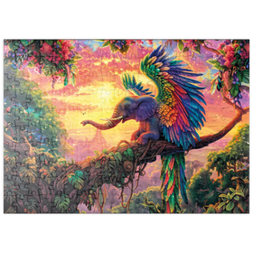 Darstellung des Puzzle Motivs Der elefantastische Papagei  - Fantasie-Tier im farbenprächtigen Dschungel - Puzzleteile: 200