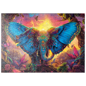 Darstellung des Puzzle Motivs Der elefantastische Schmetterling  - Fantasie-Tier im farbenprächtigen Dschungel - Puzzleteile: 200