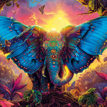 Der elefantastische Schmetterling  - Fantasie-Tier im farbenprächtigen Dschungel 500 Puzzle 3D Modell