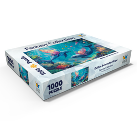 Alternative Darstellung des Puzzle-Motivs Delfin-Schmetterlinge am Korallenriff  - Fantasie-Tiere in der Unterwasserwelt – Puzzleteile: 1000