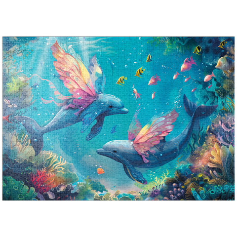 puzzleplate Delfin-Schmetterlinge am Korallenriff  - Fantasie-Tiere in der Unterwasserwelt 1000 Puzzle