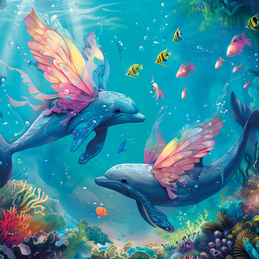 Delfin-Schmetterlinge am Korallenriff  - Fantasie-Tiere in der Unterwasserwelt 1000 Puzzle 3D Modell