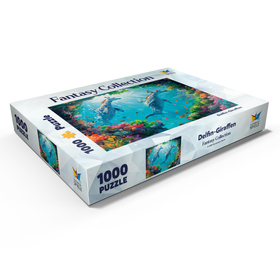 Darstellung des Puzzle Motivs Delfin-Giraffen am Korallenriff  - Fantasie-Tiere in der Unterwasserwelt - Puzzleteile: 1000