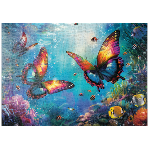 puzzleplate Wasser-Schmetterlinge am Korallenriff  - Fantasie-Tiere in der Unterwasserwelt 1000 Puzzle