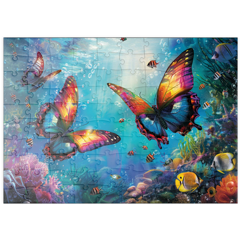 puzzleplate Wasser-Schmetterlinge am Korallenriff  - Fantasie-Tiere in der Unterwasserwelt 100 Puzzle