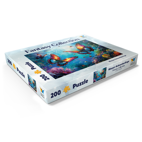 Alternative Darstellung des Puzzle-Motivs Wasser-Schmetterlinge am Korallenriff  - Fantasie-Tiere in der Unterwasserwelt – Puzzleteile: 200