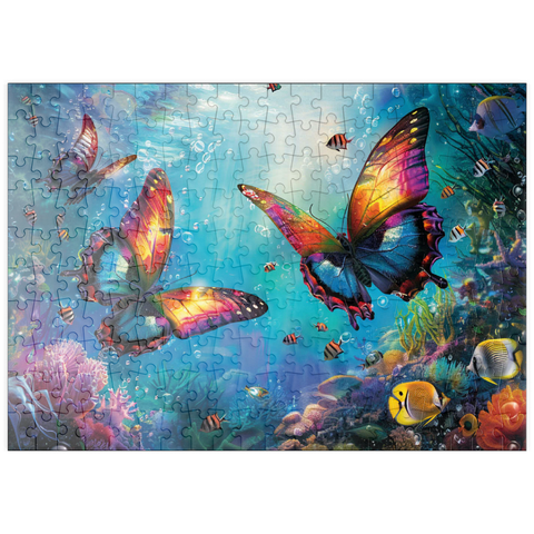 puzzleplate Wasser-Schmetterlinge am Korallenriff  - Fantasie-Tiere in der Unterwasserwelt 200 Puzzle