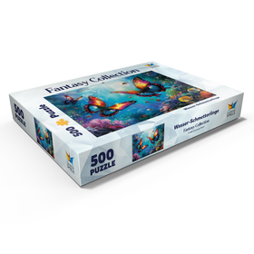 Alternative Darstellung des Puzzle-Motivs Wasser-Schmetterlinge am Korallenriff  - Fantasie-Tiere in der Unterwasserwelt – Puzzleteile: 500