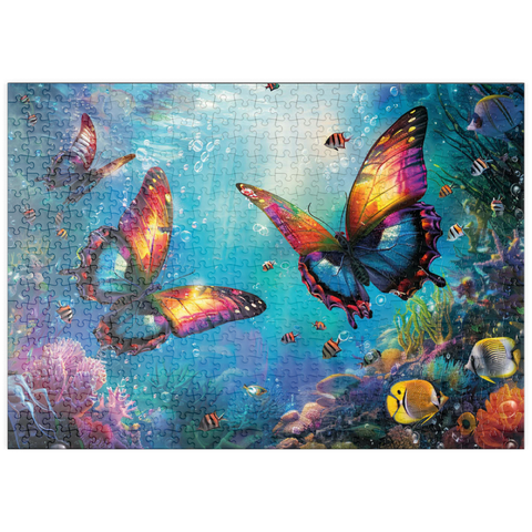 puzzleplate Wasser-Schmetterlinge am Korallenriff  - Fantasie-Tiere in der Unterwasserwelt 500 Puzzle