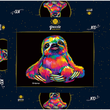 Pop Colors Sloth 100 Puzzle Schachtel 3D Modell