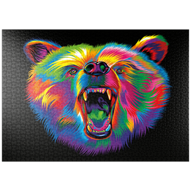 Darstellung des Puzzle Motivs Roaring Black Bear - Puzzleteile: 1000