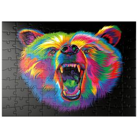 Darstellung des Puzzle Motivs Roaring Black Bear - Puzzleteile: 100