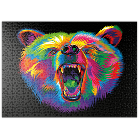Darstellung des Puzzle Motivs Roaring Black Bear - Puzzleteile: 500