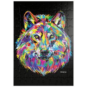 Darstellung des Puzzle Motivs Pop Colors Wolf - Puzzleteile: 100
