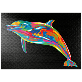 Darstellung des Puzzle-Motivs Pop Colors Dolphin – Puzzleteile: 1000