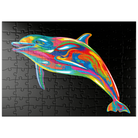 Darstellung des Puzzle Motivs Pop Colors Dolphin - Puzzleteile: 100
