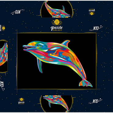 Pop Colors Dolphin 100 Puzzle Schachtel 3D Modell