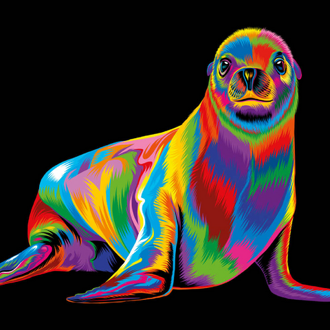 Pop Colors Sea Lion 100 Puzzle 3D Modell