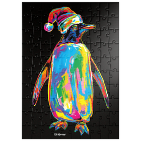 Darstellung des Puzzle Motivs Penguin with a Hat - Puzzleteile: 100