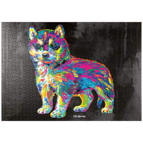 Darstellung des Puzzle Motivs Pop Colors Husky - Puzzleteile: 1000