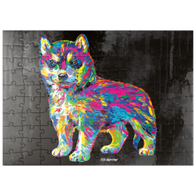 Darstellung des Puzzle Motivs Pop Colors Husky - Puzzleteile: 100