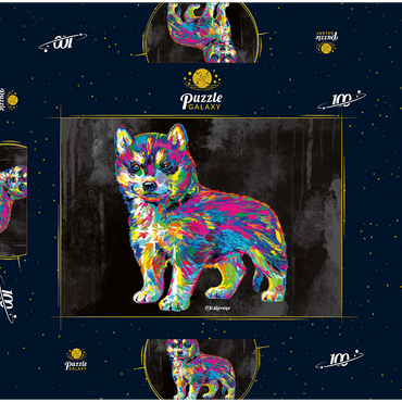 Pop Colors Husky 100 Puzzle Schachtel 3D Modell