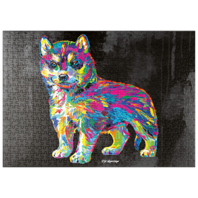 Darstellung des Puzzle Motivs Pop Colors Husky - Puzzleteile: 500