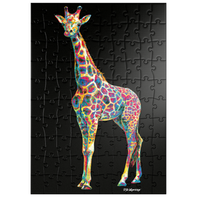 Darstellung des Puzzle Motivs Colorful Giraffe - Puzzleteile: 100