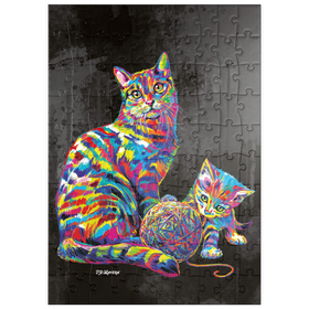 Darstellung des Puzzle Motivs Kitty Family - Puzzleteile: 100
