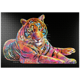 Darstellung des Puzzle Motivs Laying Tiger - Puzzleteile: 1000