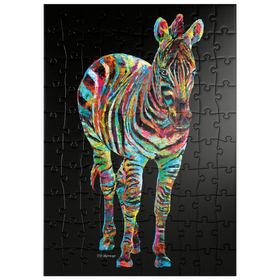 Darstellung des Puzzle Motivs Colorful Zebra - Puzzleteile: 100