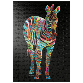 Darstellung des Puzzle Motivs Colorful Zebra - Puzzleteile: 200