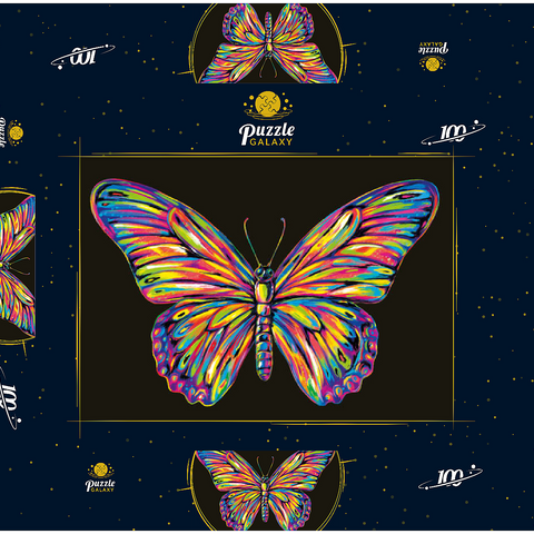 Colorful Butterfly 100 Puzzle Schachtel 3D Modell