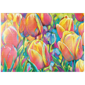 Darstellung des Puzzle-Motivs Colorful Tulips – Puzzleteile: 1000