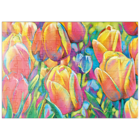 Darstellung des Puzzle Motivs Colorful Tulips - Puzzleteile: 100