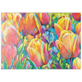 Darstellung des Puzzle-Motivs Colorful Tulips – Puzzleteile: 200