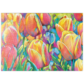 Darstellung des Puzzle-Motivs Colorful Tulips – Puzzleteile: 500