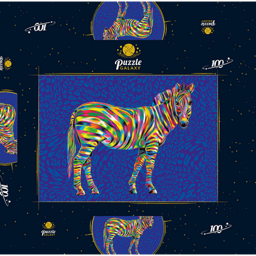 Pop Colors Zebra 100 Puzzle Schachtel 3D Modell