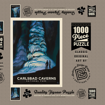 Carlsbad Caverns National Park: Big Room, Vintage Poster 1000 Puzzle Schachtel 3D Modell