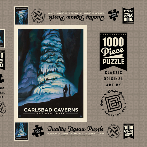 Carlsbad Caverns National Park: Big Room, Vintage Poster 1000 Puzzle Schachtel 3D Modell