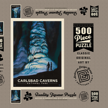 Carlsbad Caverns National Park: Big Room, Vintage Poster 500 Puzzle Schachtel 3D Modell