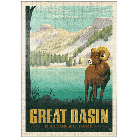 Darstellung des Puzzle Motivs Great Basin National Park: Bighorn Sheep, Vintage Poster puzzleplate Great Basin National Park: Bighorn Sheep, Vintage Poster 1000 Puzzle