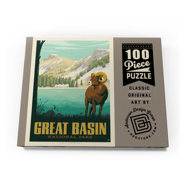 Darstellung des Puzzle Motivs Great Basin National Park: Bighorn Sheep, Vintage Poster 100 Puzzle Schachtel Ansicht3