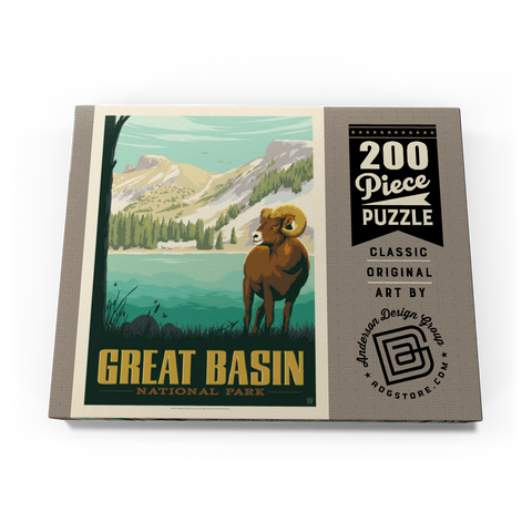 Darstellung des Puzzle Motivs Great Basin National Park: Bighorn Sheep, Vintage Poster Great Basin National Park: Bighorn Sheep, Vintage Poster 200 Puzzle Schachtel Ansicht3